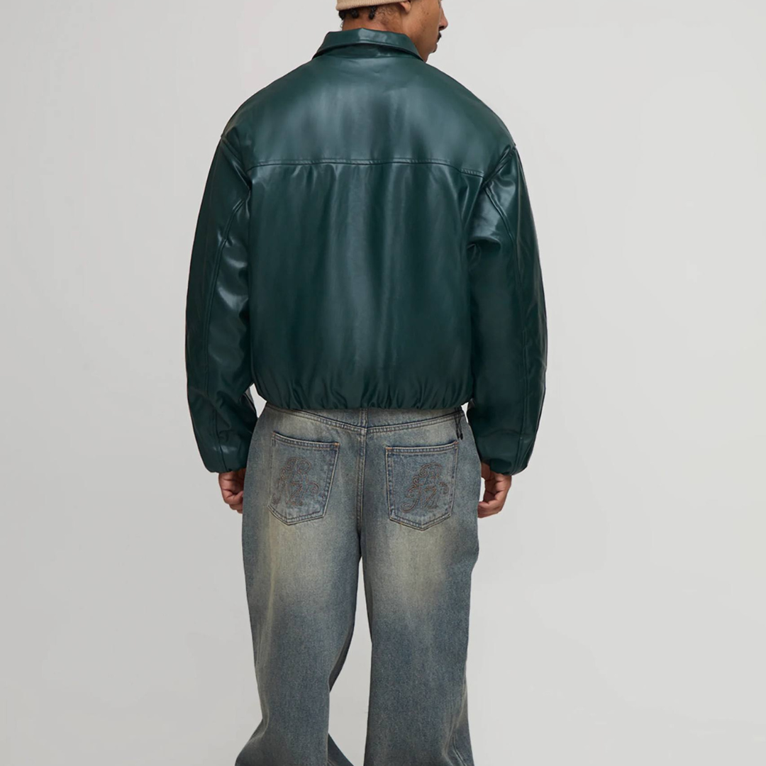 Bomber in pelle Smeraldo